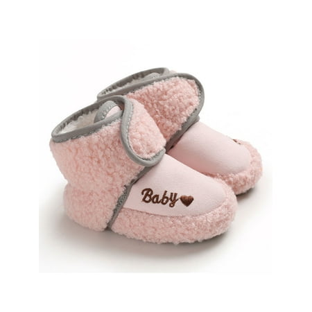 

Lacyhop Toddler Snow Boots Prewalker Crib Shoes Plush Lining Ankle Boot Outdoor Lightweight Winter Bootie Comfort First Walkers Shoe Pink 6C