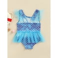 thumbnail image 4 of TSEXIEFOOFU Baby Girls One-piece Swimsuit Toddlers Sweet Style Creative Fish Scale Mesh Splicing Sleeveless Swimwear, 4 of 9
