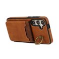 thumbnail image 5 of Wallet Back Case for Samsung Galaxy S24 with Wrist Strap, Stylish Magnetic Card Holder Finger Ring Kickstand PU Leather Lanyard Shockproof Slim Phone Case for Samsung Galaxy S24, Brown, 5 of 7