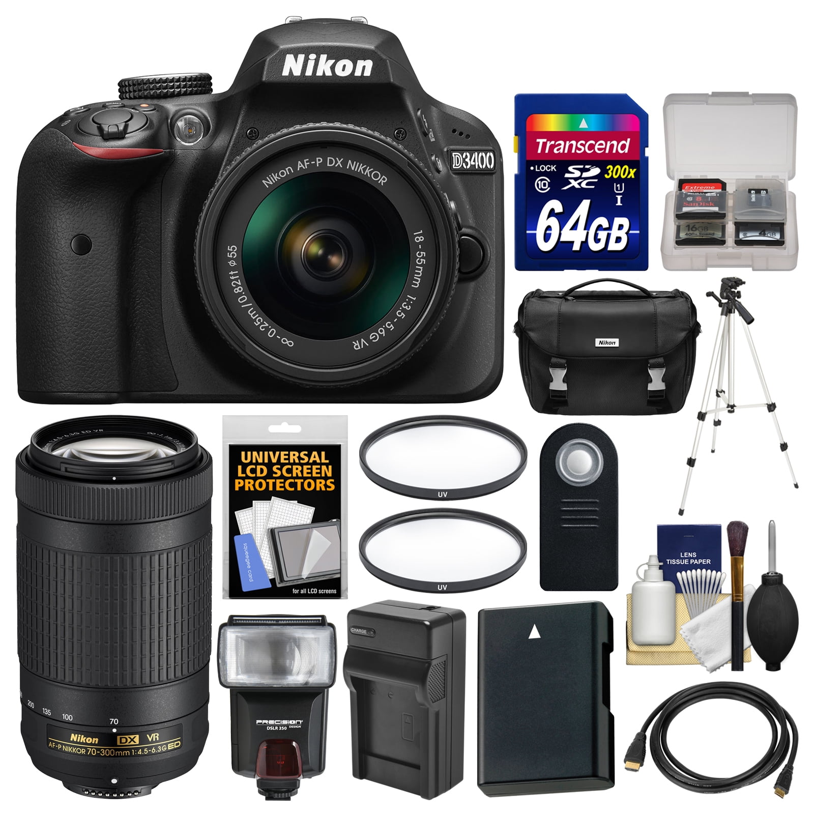 Nikon D3400 Digital Slr Camera 18 55mm Vr Dx Af P Zoom Lens Black With 70 300mm Lens 64gb Card Case Flash Battery Charger Tripod Hdmi Cable Kit Walmart Com Walmart Com Nikon D3400 Digital Slr Camera 18 55mm Vr Dx Af P Zoom Lens Black With 70 300mm Lens 64gb Card Case Flash Battery Charger Tripod Hdmi Cable Kit Walmart Com Walmart Com