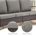thumbnail image 5 of OPOHORO 75-Inch Wide Outdoor Wicker Patio Sofa, 3-Seat Brown Rattan Lounge Couch with Gray Cushions, Deep Seating for Porch or Backyard, 5 of 9