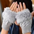thumbnail image 2 of CUITING Women‘S Casual Knit Fingerless Gloves with Faux Fur Trim - 1 Pair  Polyester Solid Color  Stretchy  Touch Screen Compatible  Hand Knit Warm Mittens, 2 of 6