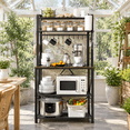 5-Tier Bakers Rack with Storage, Grey, 25.9 Inch, Kitchen Shelf for ...
