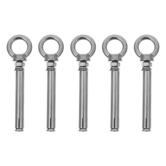 5 Pcs Expansion Ring Screw Closed Hook Eyebolt with Ring Bolts Silver