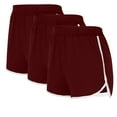 thumbnail image 2 of Ashirexll 3PCS Workout Shorts Women, Solid Color Shorts Casual Loose Comfy Elastic Waist Yoga Athletic Short Trendy Beach Shorts with Pockets Style A Wine XL, 2 of 3