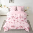 thumbnail image 2 of Feelyou Princess Bow-tie Kids Bedding Comforter Set 7pcs, Kawaii Pink Buffalo Ribbon Queen Bedding Sets, Fairy Tale Theme Reversible Queen Sheet Sets, Lightweight Room Decor, 2 of 8