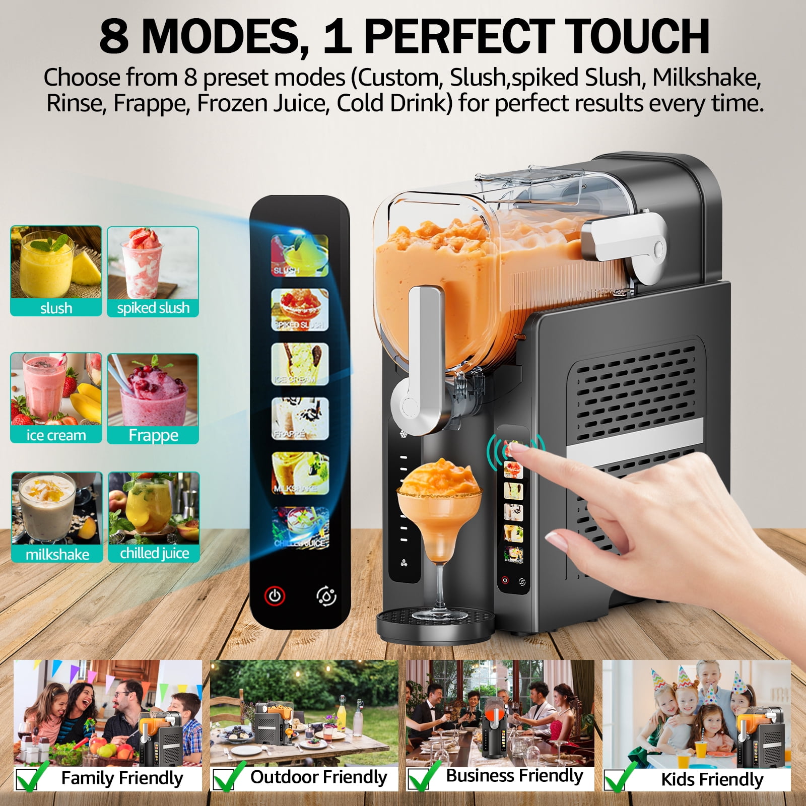 Jacgood Slushie Machine for Home - No Ice Needed 70oz Slushy Machine, with Self-Cleaning & 6 Preset Programs Frozen Drink Maker,Frozen Margaritas, Frappés, Milkshake, and More