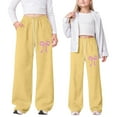 thumbnail image 2 of Little Girls Sweatpants Pants Printed Jogger Pants Athletic Trousers with Elastic Waist Pants Size 6-7T ,Yellow, 2 of 4