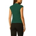 thumbnail image 3 of INSPIRE CHIC Women's Mock Neck Blouse Basic Cap Sleeve Knitted Tops S Green, 3 of 6