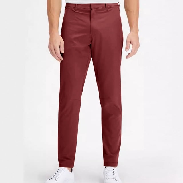 Mceream Pantalon de Golf pour Homme Extensible Coupe Décontractée - Taille Extensible, devant Plat, Évacuation de l'Humidité, Protection Solaire, PantalóN Hombre en Sergé Léger Bordeaux L