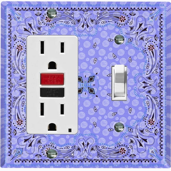Metal Light Switch Plate Cover Purple Paisley Bandana Spotted Tile Pattern TIL082