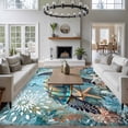 thumbnail image 3 of 8'x10' Area Rugs, Coastal Sea Turtle Indoor Outdoor Area Rug for Living Room Bedroom, Vintage Teal Nautical Beach Botanical Washable Bathroom Rugs Kitchen Floor Carpet Mats Home Decor Aesthetic, 3 of 8