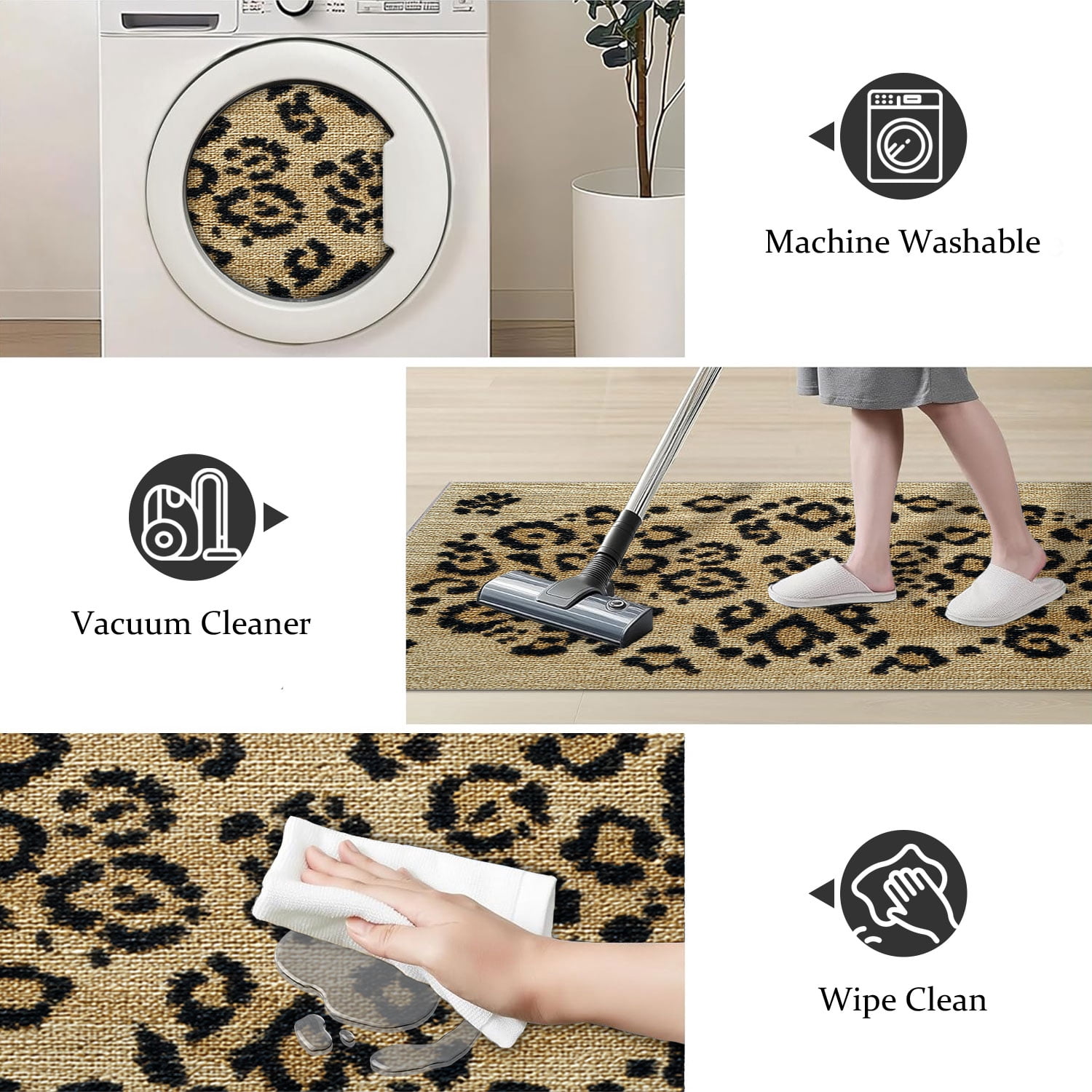 3 Piece Kitchen Rug Set, Non-Slip And Washable, Soft And Comfortable, Suitable For Sinks, Floors, Entrances, Hallways and Bathrooms