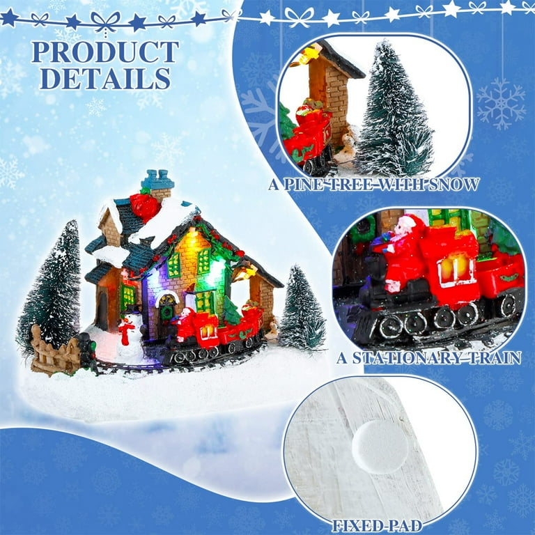 Christmas Lane Animated Snow Village Santas Wonderland House with Moving Train with Music
