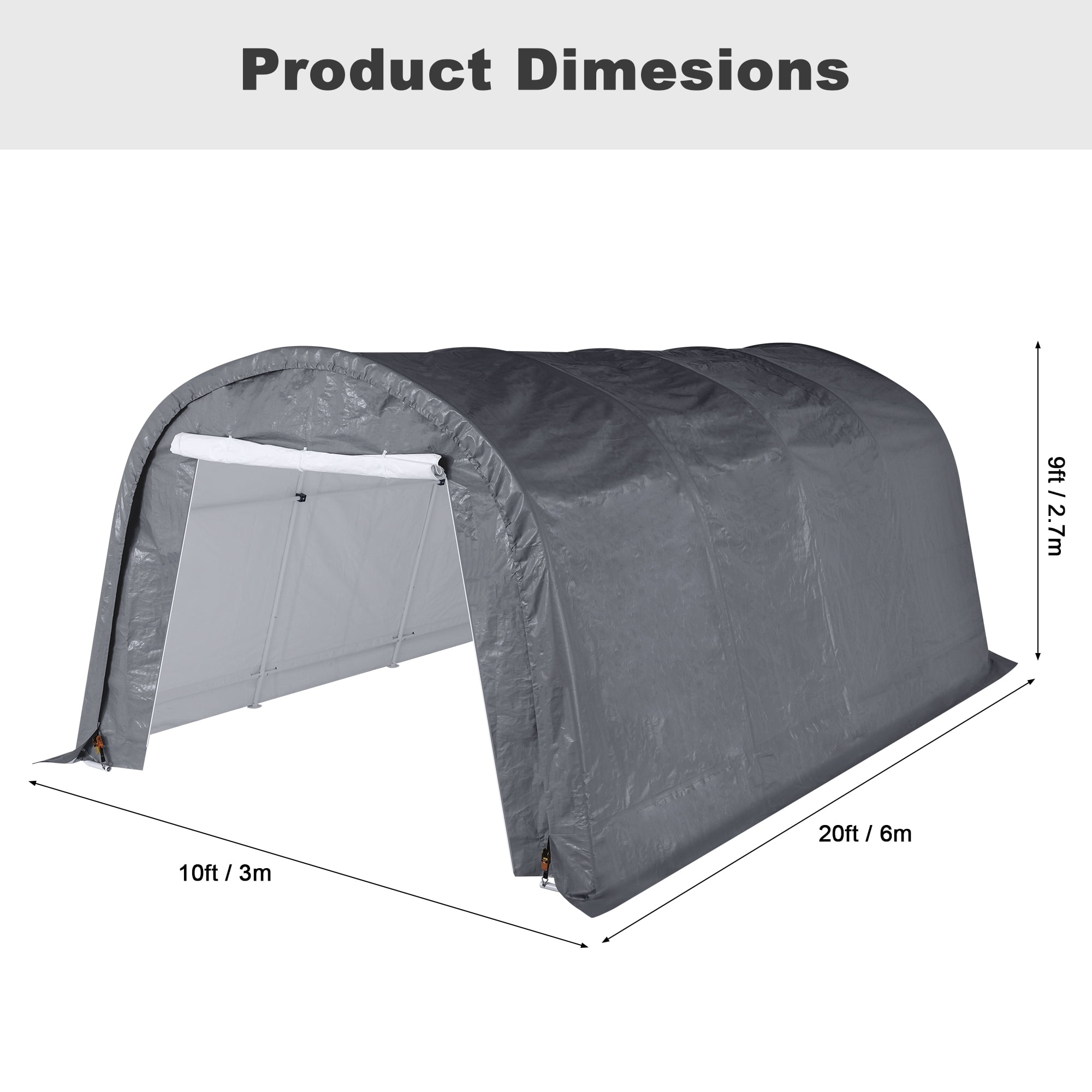 VENTOPYR 10x20 ft Carport,Heavy Duty Car Canopy with Steel Frame,Portable Outdoor Garage Carport