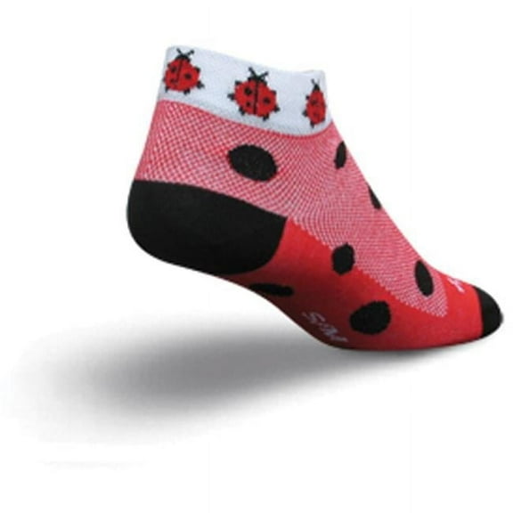 Sockguy 273100 1in. Ladybug Womens Socks - Red-Black