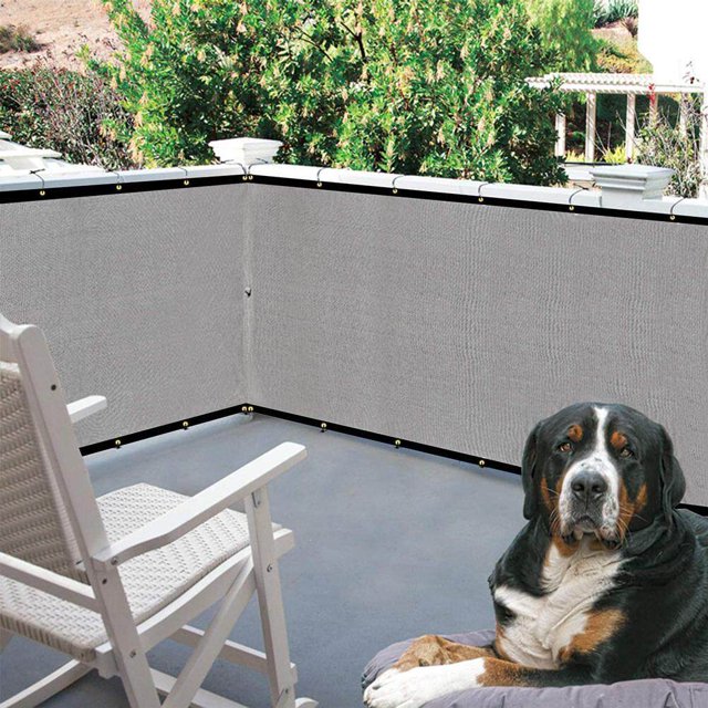 Filet d'Ombrage pour Balcon Écran d'Intimité de Balcon Couverture de Remplacement Anti-Soleil Rafraîchissant Résistant aux Intempéries Clôture Pare-Vent pour Extérieur Cour Arrière Patio Gris Pâle