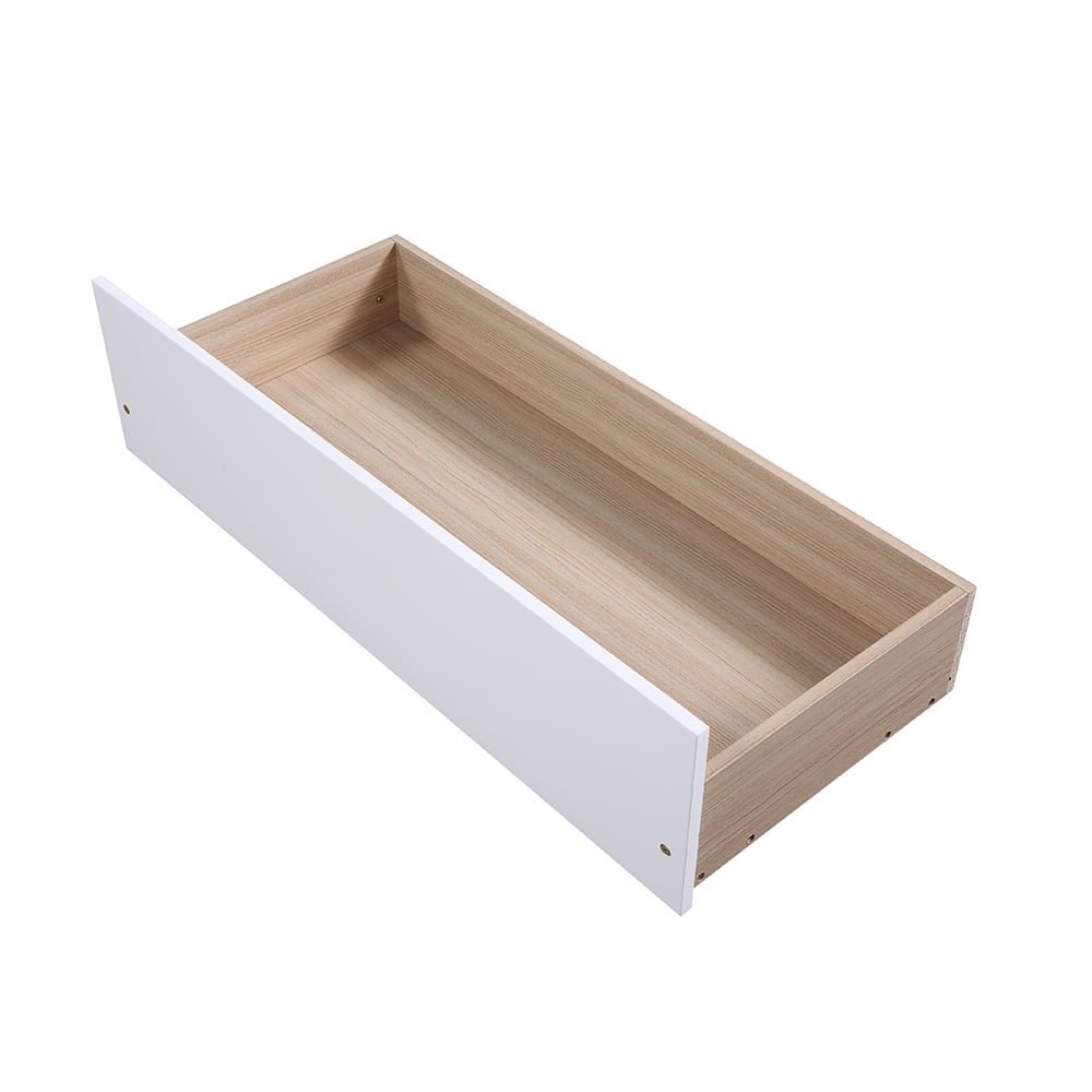 Twin Bed with 2 Storage Drawers, Twin Storage Bed Frame, White