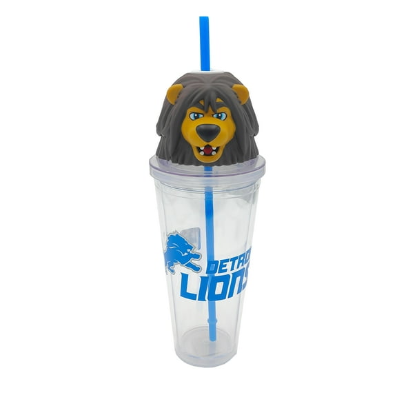 NFL Detroit Lions Acrylic Tumbler with Team Color Straw and Team Mascot Lid Enclosure