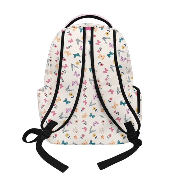 Whosucclay Butterfly Floral Pattern Adjustable Straps Kids Backpack Lightweight Large Capacity Book Bag with Adjustable Straps, High School Rucksack for Girls Boys