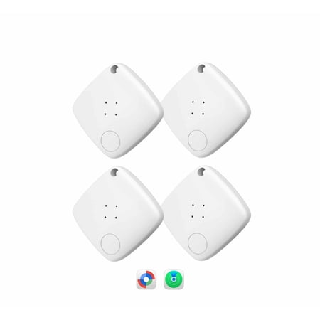 2-Pack White Smart Tag: Replaceable battery, IP67 waterproof, long-range Bluetooth tracker. Works with Find My & Find Hub for keys, luggage, passport.