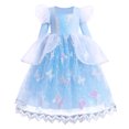 thumbnail image 2 of IBTOM CASTLE Kids Girls Cinderella Princess Cosplay Costume Dress&Accessories Party Carnival Fancy Dress up Long Evening Gown 9-10 Years Blue-Sequin Butterfly, 2 of 8