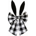 thumbnail image 6 of kakina CMSX 16 Inch Easter Bunny Ears Wreath Bow Rustic Buffalo Plaid Easter Bows for Wreaths Spring Holiday Fabric Decorative Bow for Tree Topper Front Door Wall Window Home Party DIY Crafts (Pink), 6 of 10