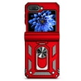thumbnail image 2 of for Samsung Galaxy Z Flip 5 Rugged Phone Case Cover, Kickstand TPU Bumper Drop Proof Durable Military Grade Protective Case Cover for Samsung Galaxy Z Flip 5, Red, 2 of 10