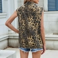 thumbnail image 5 of Denim Jean Vest for Women Oversized Sleeveless Button Down Denim Jean Vest Waistcoat Shacket Jacket Leopard Print M, 5 of 7