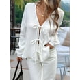 thumbnail image 4 of Womens Bow-Tie Front Tops Babydoll Puff Long Sleeve Blouse Y2k Casual Shirt White XL, 4 of 7