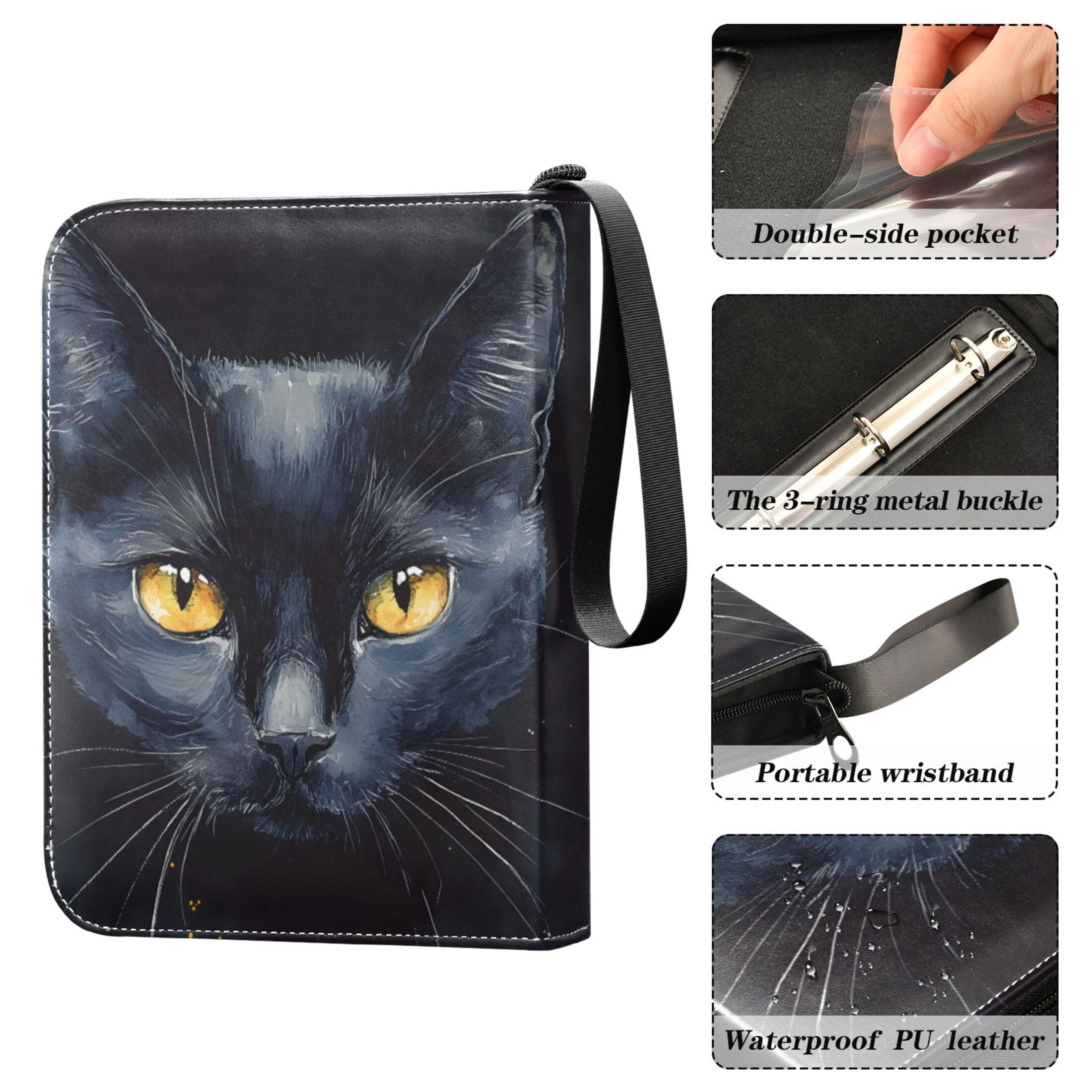 ALAZA Cool Cat Trading Card Binder 4 Pocket Cards Collection Album 400 Folder Holder
