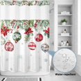 thumbnail image 4 of No Hook Shower Curtain with Built-in Rings - Christmas Balls Washable Waterproof Fabric Bathroom Curtains for Hotel,Rentals, 60 X 72 Inch Long , Vintage Watercolor Floral Evergreen White, 4 of 9
