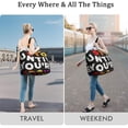 thumbnail image 5 of 22 Inch Oversized Travel Bag Lightweight Canvas Weekender Duffel with Multi Pockets, Slogan Print, 5 of 5