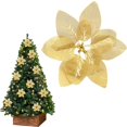thumbnail image 6 of 12Pcs Gold Glitter Poinsettia Picks, Christmas Poinsettia Artificial Flowers with Wired Stem,8.46in Xmas Tree Ornaments for Luxury Holiday & New Year Party Decor, 6 of 6