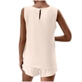 thumbnail image 3 of Riforla Cotton Feel Round Neck Sleeveless Pocketed Women's T Shirt & Shorts Set Short Sets for Women Beige XL, 3 of 9