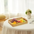 thumbnail image 4 of 1pc Rectangular Rattan Serving Trays with Handles, Small Decorative Woven Poly Wicker Baskets Serving Trays for Coffee Table Decor, Bread, Fruit, Snacks, 4 of 8