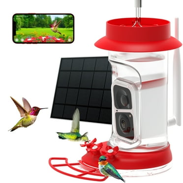 Smart Hummingbirds Feeder Camera with 3W Solar Panel, Soliom Humbirdy Hummingbird Feeder Camera with AI
