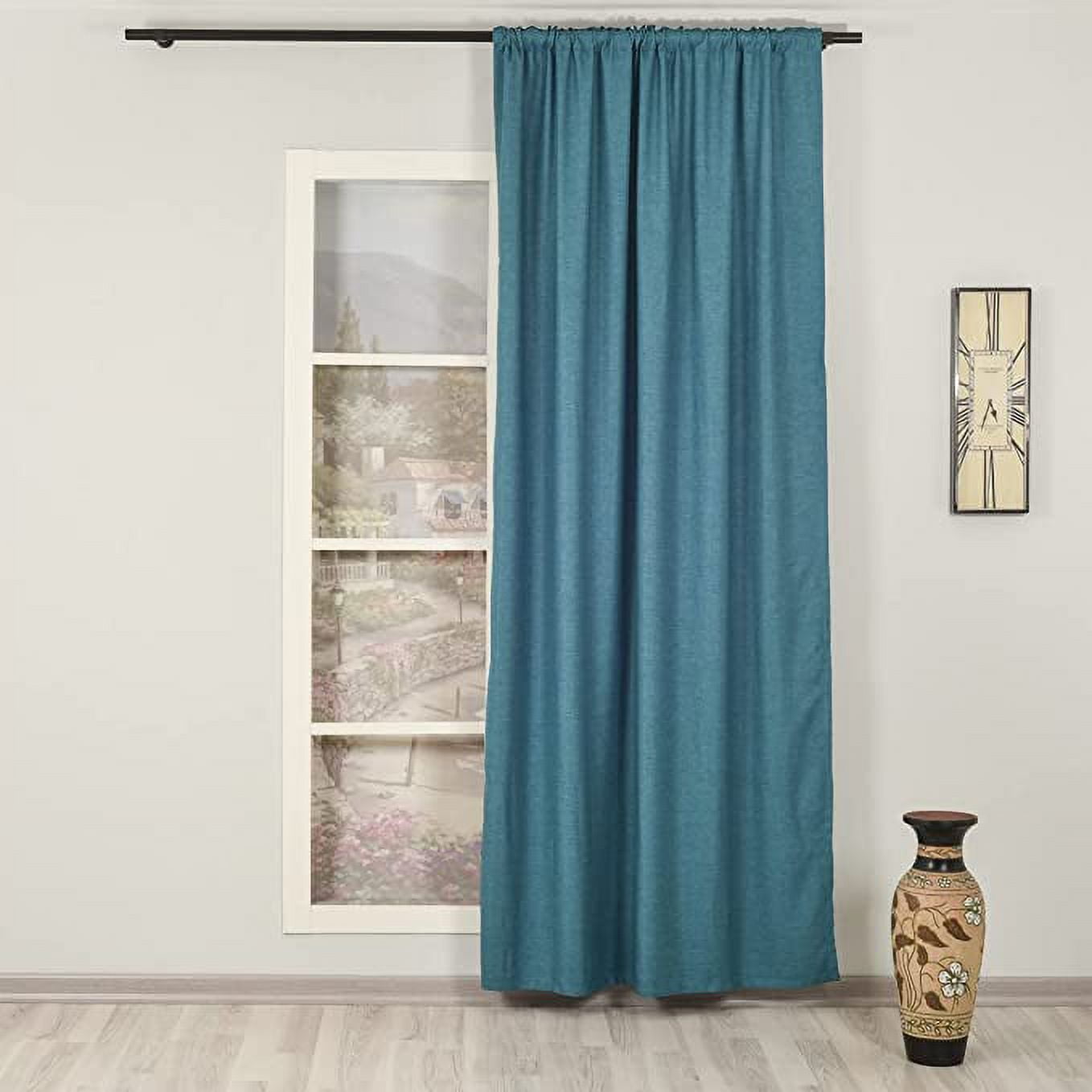 3S Brother's Home Decorative Indigo Blue Curtains Extra Wide Extra Long Luxury Colors Linen Look Custom Made 5-25 Feet Made in Turkey Hang Back Tab ( 1 Panel ) Home Décor (52"Wx108"L)