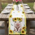 thumbnail image 4 of Sunflower Pig Table Runner 90 Inches, Summer Eucalyptus Yellow Plaid Bed Runner Dresser Scarves Tabletop for Indoor Outdoor Parties/Ceremony/Banquet, 13" x 90", 4 of 9