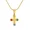 Multicolored, variant on Women Stainless Steel Cross Necklace Colorful Gemstone Crystal Stone Dainty Pendant Necklace Blue