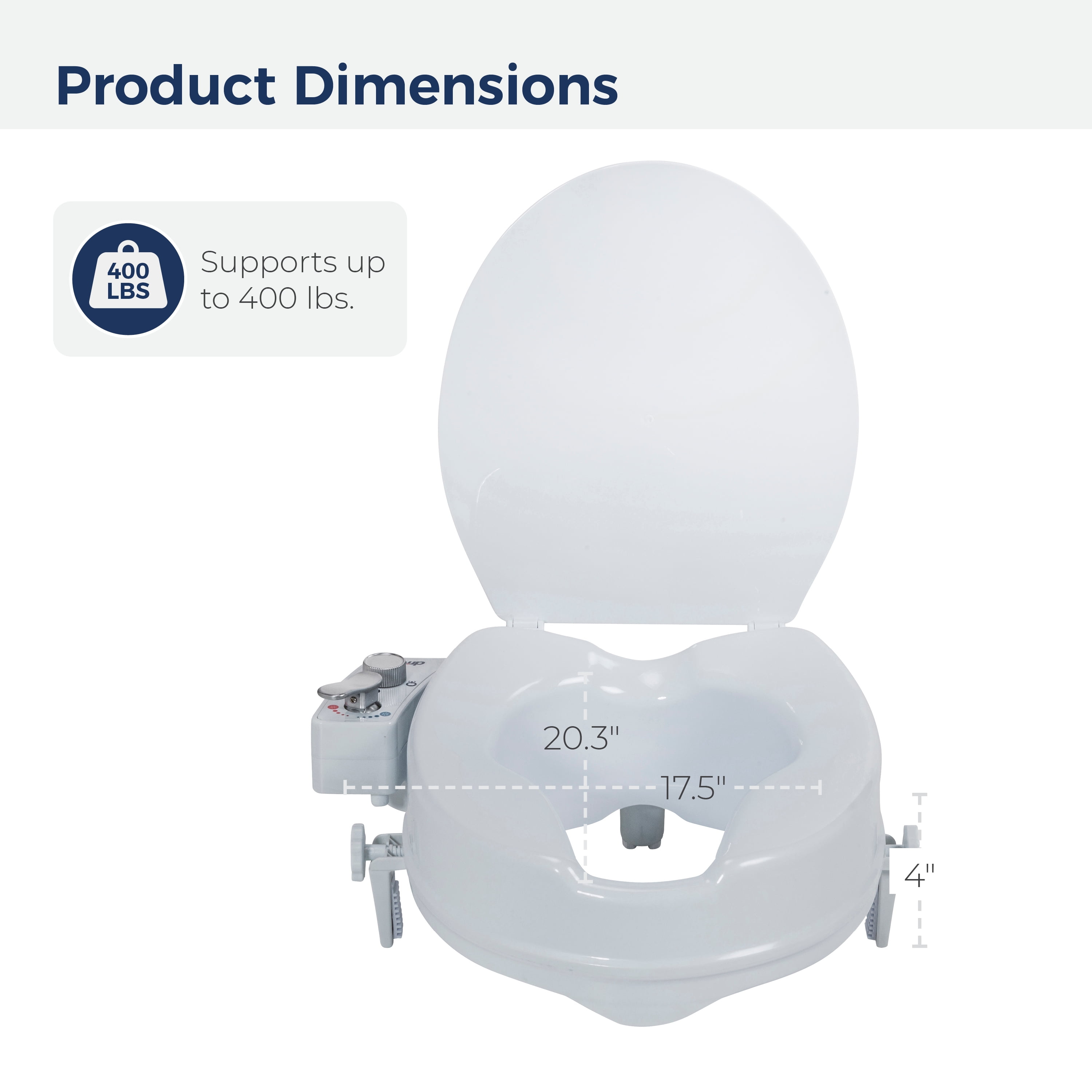 Drive Medical PreserveTech Raised Toilet Seat with Bidet, Ambient & Warm Water