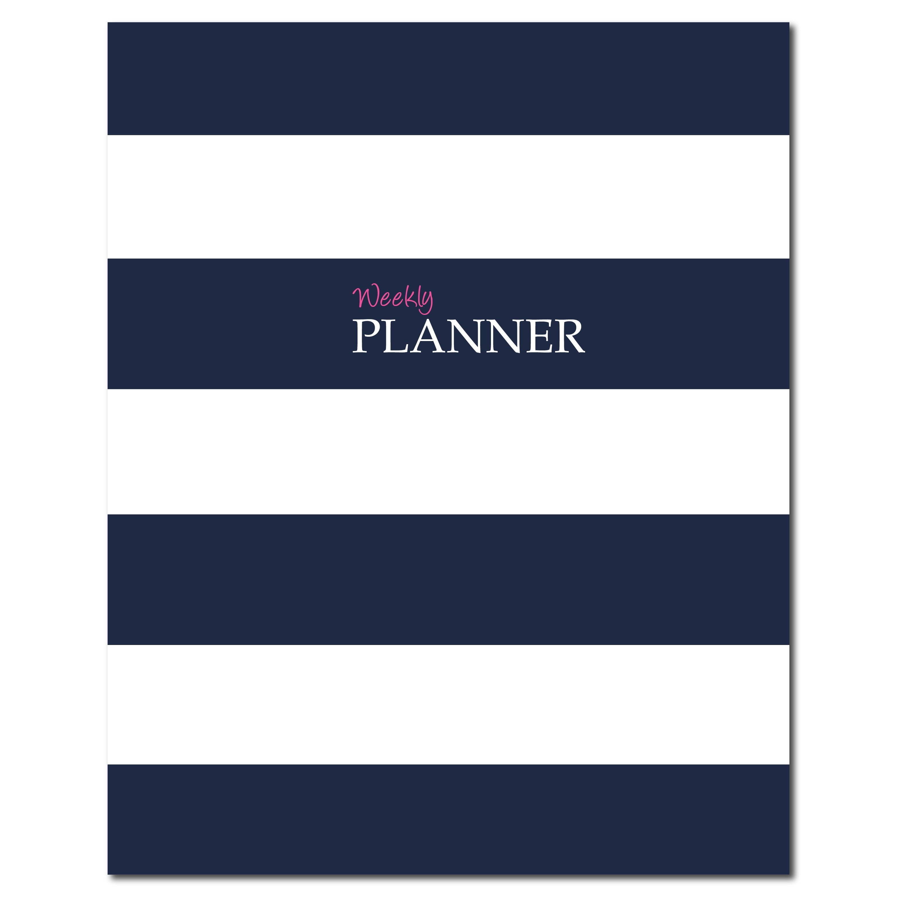 Kahootie Co® Monthly / Weekly Planner, 8'x10', Navy Stripes