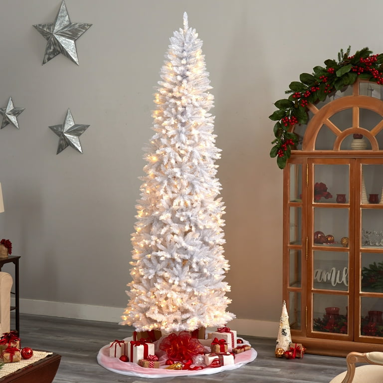 Nearly Natural Warm White Prelit LED White Decorated Slim