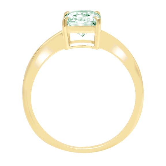 1 ct Radiant Cut Simulated Green Diamond Solitaire Engagement Ring for Women in 18K Yellow Gold