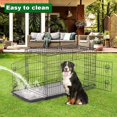 thumbnail image 4 of BestPet Large Dog Crate Dog Cage Kennel Metal Wire Double-Door Folding Pet Animal Pet Cage, Plastic Tray and Handle, Black, 4 of 5