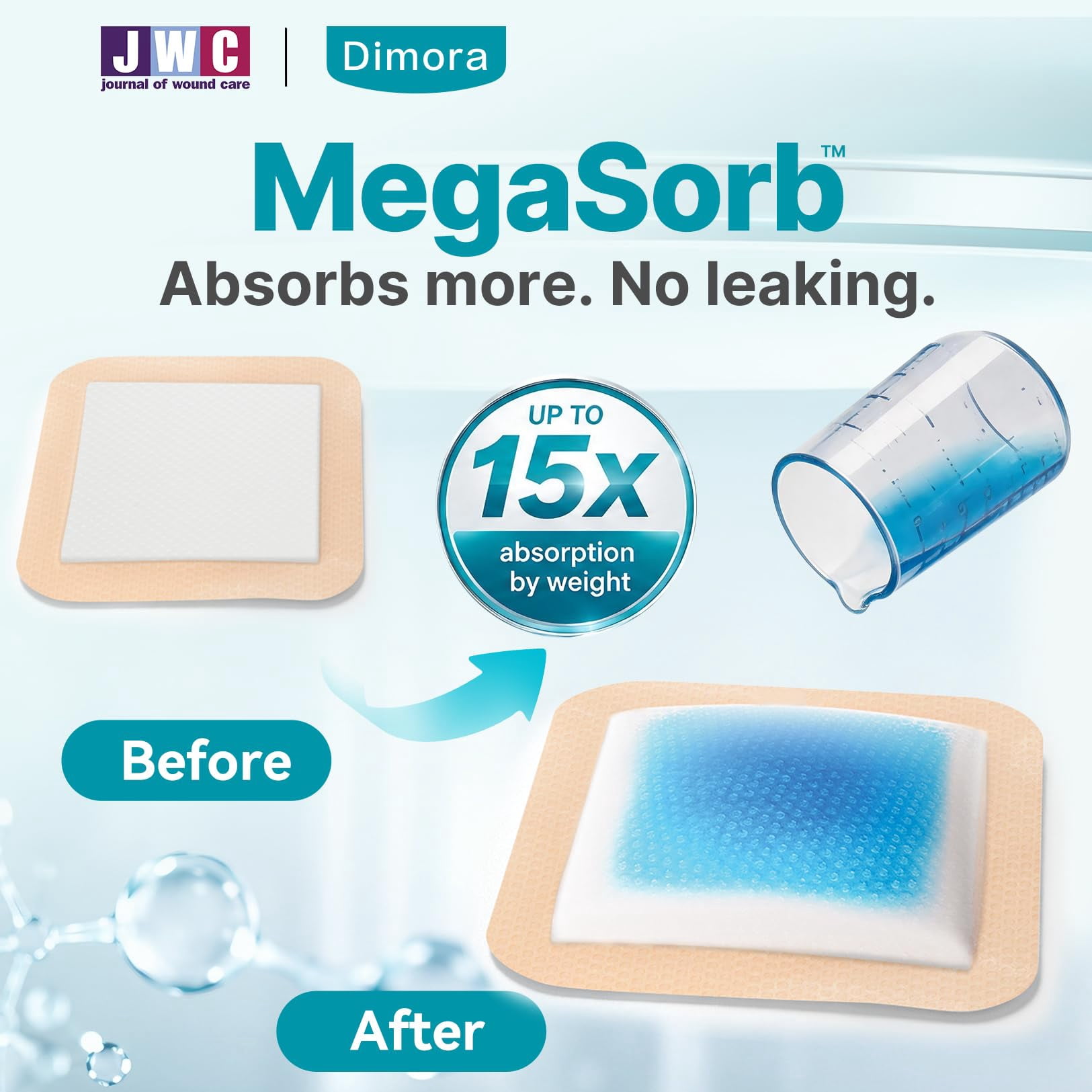 Dimora Silicone Foam Dressing with Border Adhesive 6"x6" Waterproof Wound Dressing Bandage for Wound Care 10 Pack