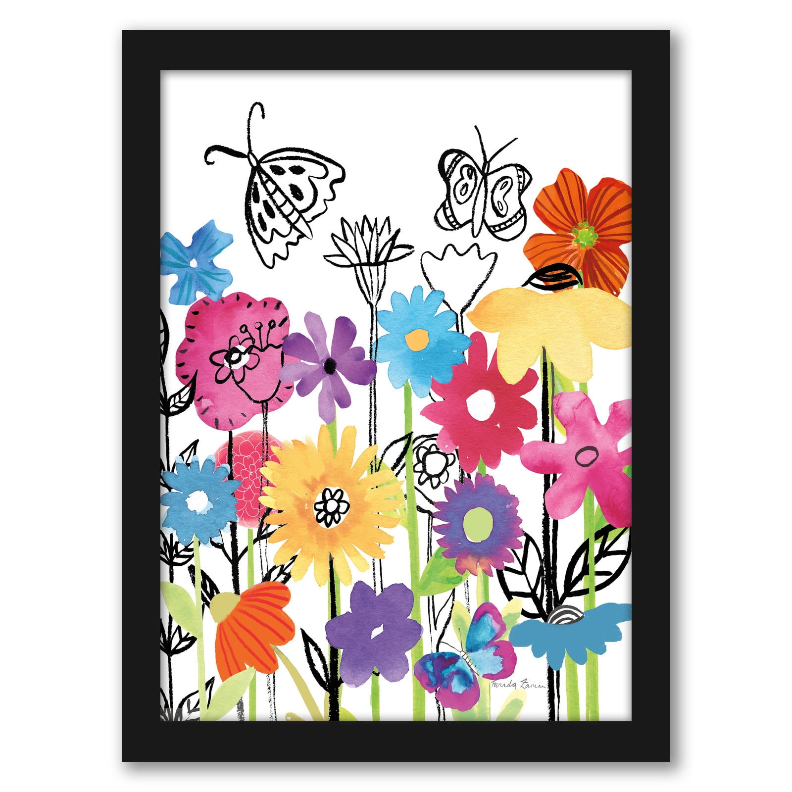 Americanflat Floral Magic Ii By Farida Zaman Black Framed Print Walmart Com