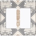 thumbnail image 2 of Metal Light Switch Plate Outlet Cover (Damask Diamond Tan Two Tone Pattern - Double Rocker), 2 of 2