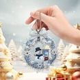thumbnail image 5 of Christmas Snowman Wreath Pendant, Sparkling Blue and White Crystal Snowman with Bow, Holiday Tree Decoration and Home Décor for Christmas, 5 of 6
