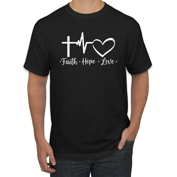 Wild Bobby, Faith.Hope.Love Heart Beat, Inspirational/Christian, Men Graphic Tee, Black, Small